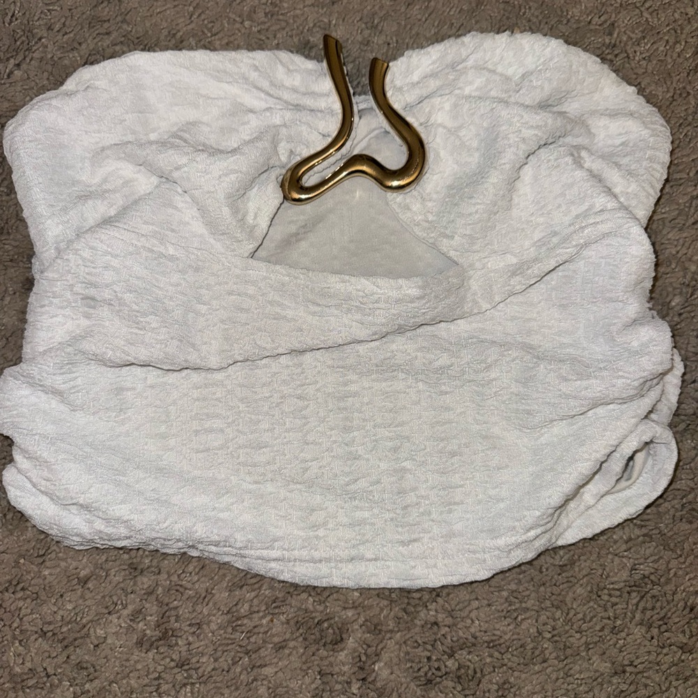 White Textured tube top with Gold Accent